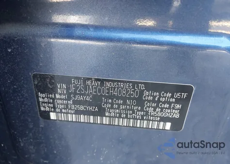 2014 Subaru Forester 2.5I Premium from USA, damaged, VIN JF2SJAEC0EH408250